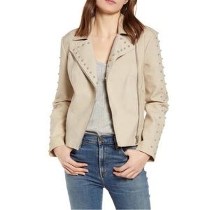 BB Dakota True Stud Faux Suede Bone Moto Jacket